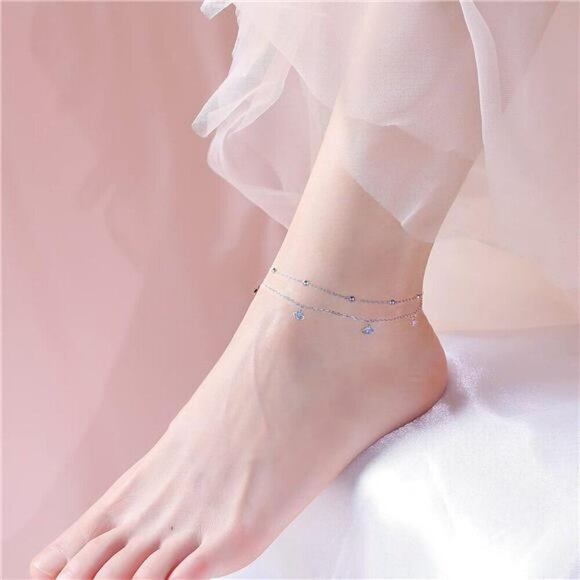 Sterling Silver Evil Eye Heart Infinity Adjustable Anklet Women Jewelry - Picture 2 of 7